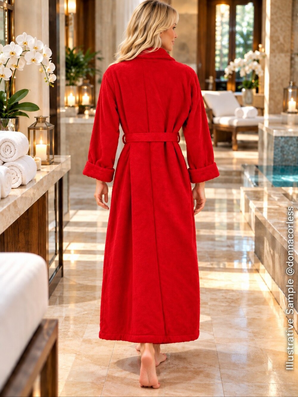 Vintage Y2K Victoria's Secret Red Cotton Terry Bathrobe Robe M 2004 - Picture 10 of 10